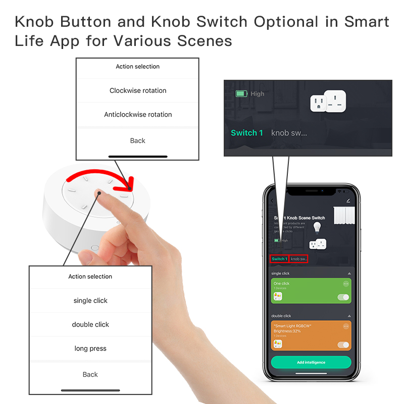 Smart ZigBee Knob Switch Work  - Home Automation Technology 评论和价格